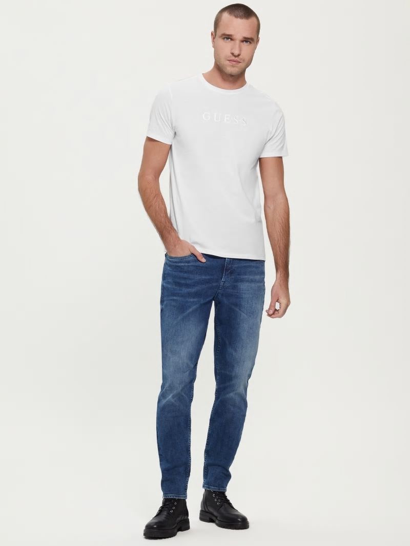 Guess Embroidered Logo Tee - Pure White Guess Embroidered Logo Tee - Pure White