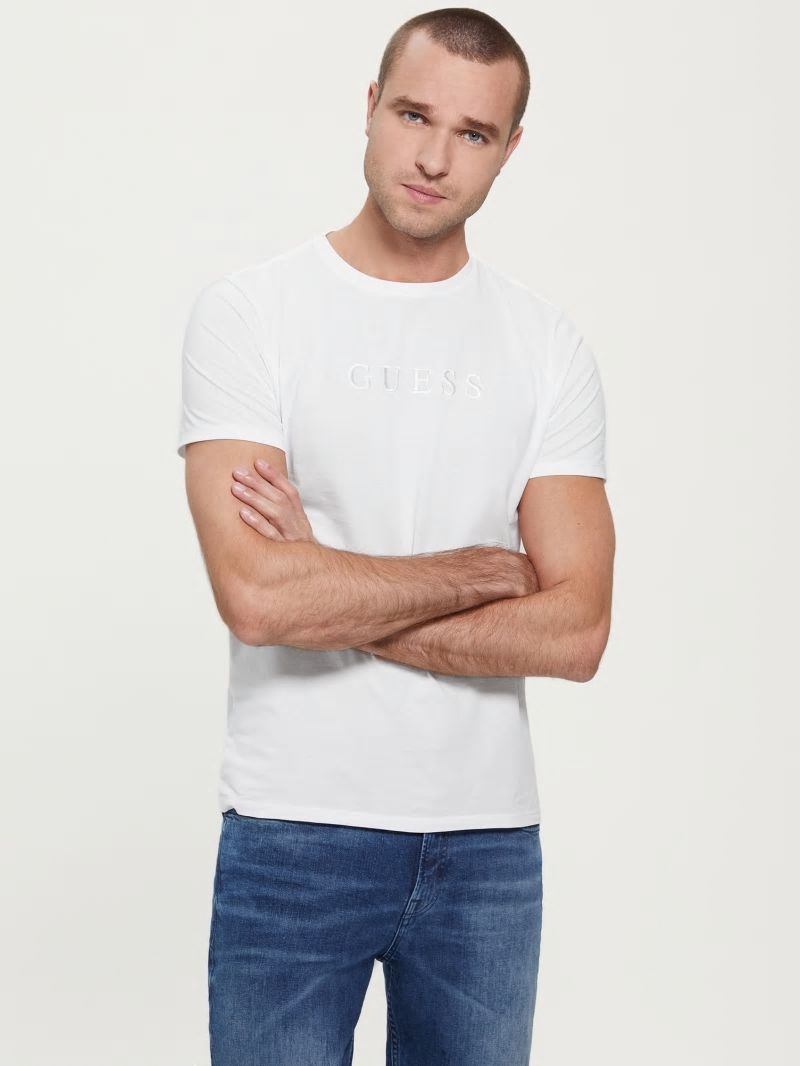 Guess Embroidered Logo Tee - Pure White Guess Embroidered Logo Tee - Pure White
