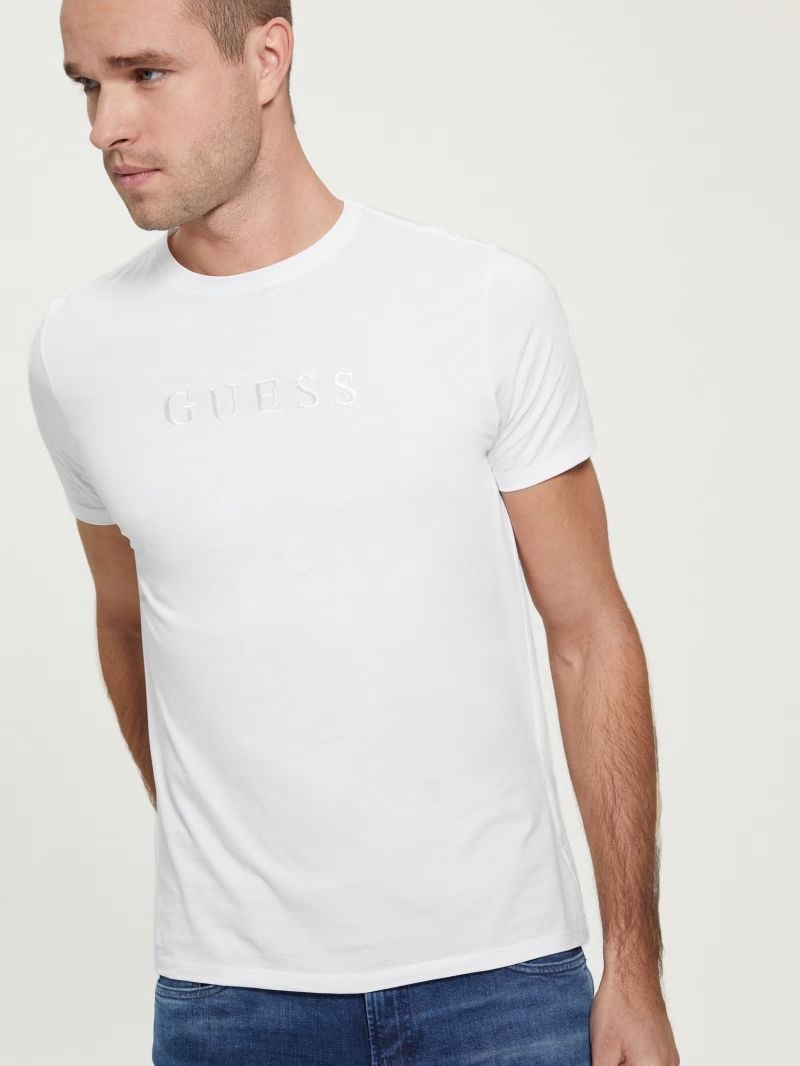 Guess Embroidered Logo Tee - Pure White Guess Embroidered Logo Tee - Pure White