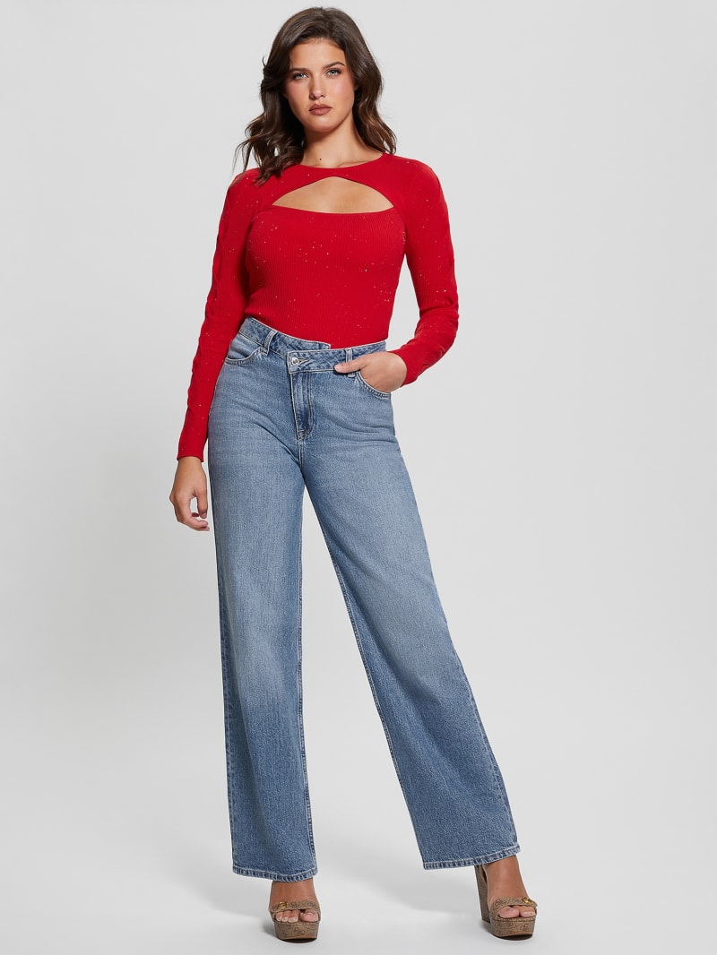 Guess Laurel Micro Sequin Sweater - Delicious Red Multi Guess Laurel Micro Sequin Sweater - Delicious Red Multi