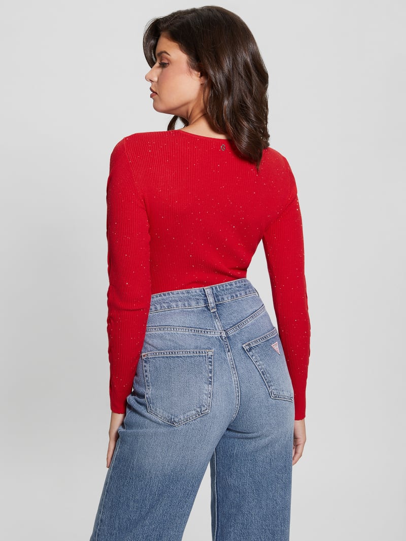 Guess Laurel Micro Sequin Sweater - Delicious Red Multi Guess Laurel Micro Sequin Sweater - Delicious Red Multi