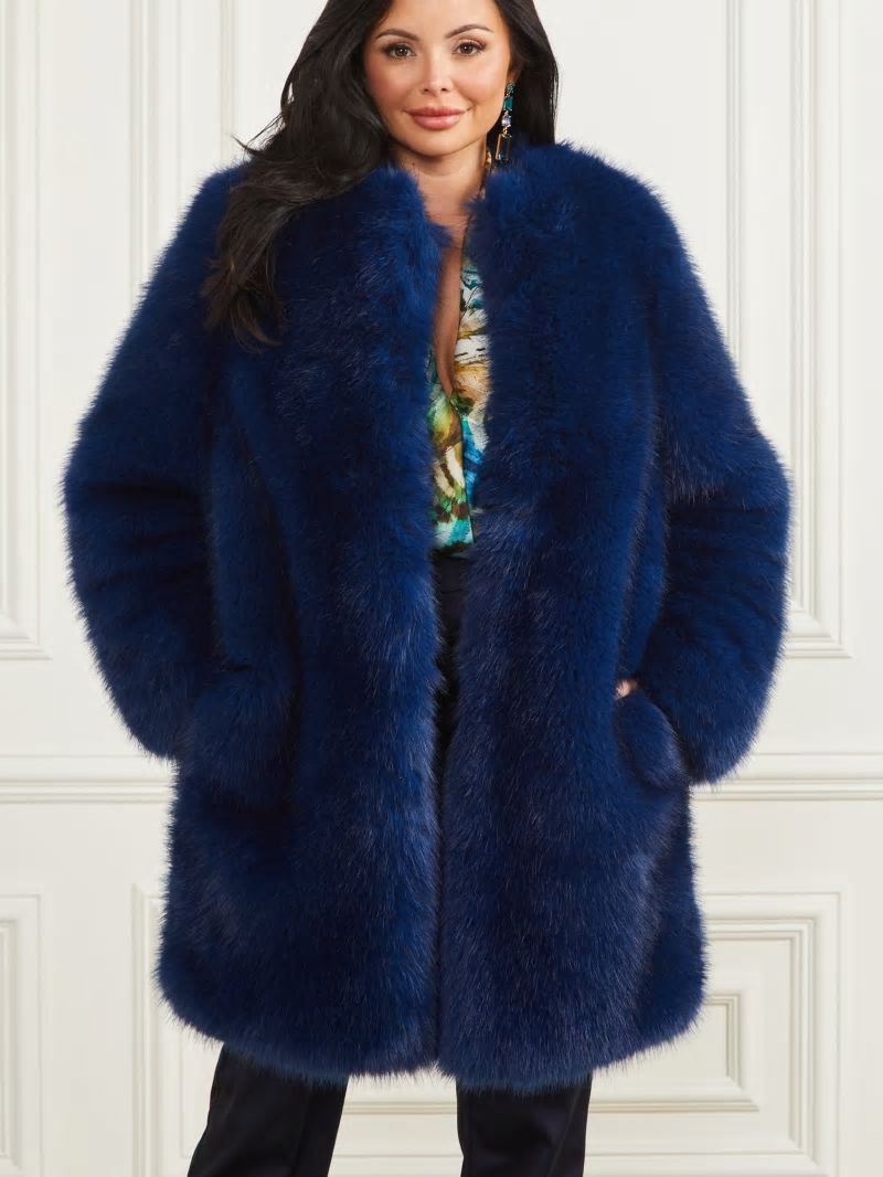 Guess Amelie Faux-Fur Coat - Still Night Multi Guess Amelie Faux-Fur Coat - Still Night Multi