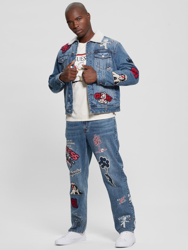 Guess Dean Denim Sherpa Jacket - Weathered Stone Guess Dean Denim Sherpa Jacket - Weathered Stone