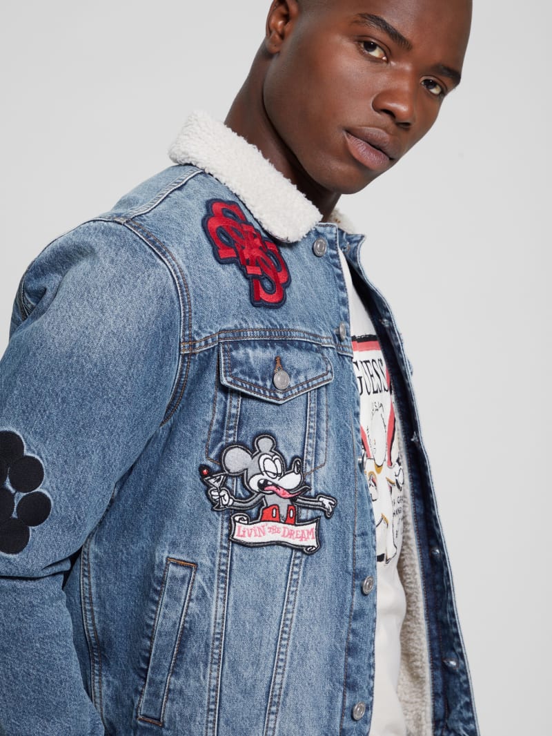 Guess Dean Denim Sherpa Jacket - Weathered Stone Guess Dean Denim Sherpa Jacket - Weathered Stone