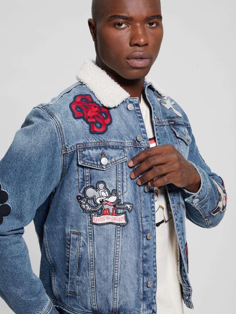 Guess Dean Denim Sherpa Jacket - Weathered Stone Guess Dean Denim Sherpa Jacket - Weathered Stone