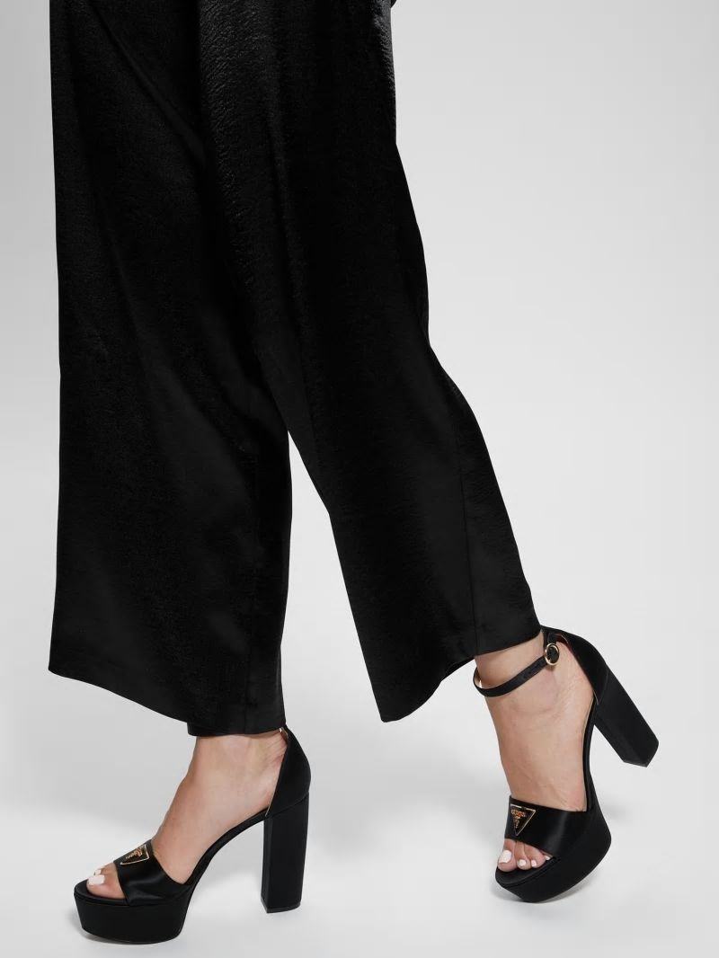 Guess Setone Satin Signature Platform Heels - Black 001 Guess Setone Satin Signature Platform Heels - Black 001