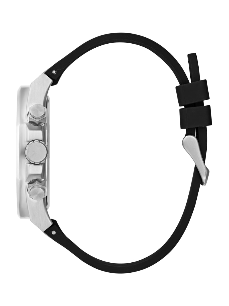 Guess Silver-Tone and Black Silicone Multifunction Watch - Black Snakeskin Guess Silver-Tone and Black Silicone Multifunction Watch - Black Snakeskin