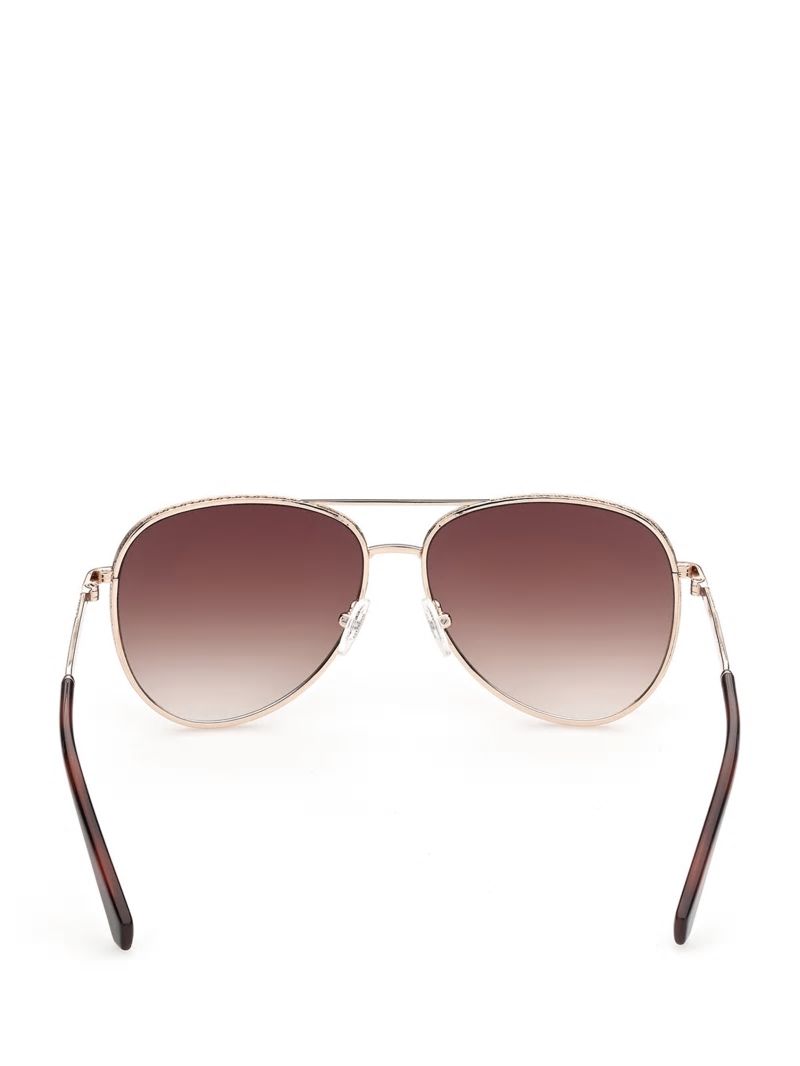 Guess Aviator Sunglasses - Gold W/Tort Arm Guess Aviator Sunglasses - Gold W/Tort Arm