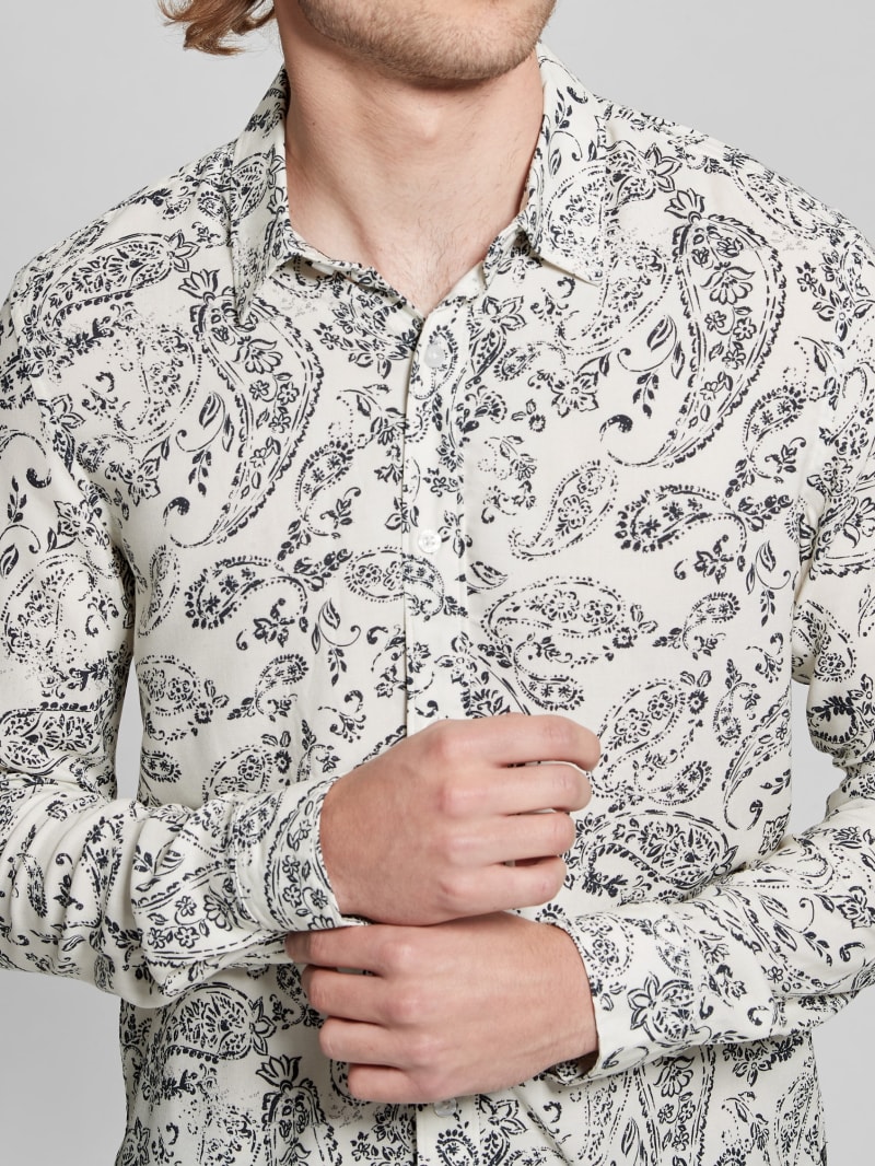 Guess Eco Vintage Paisley Shirt - Vintage Paisley Salt Whit Guess Eco Vintage Paisley Shirt - Vintage Paisley Salt Whit