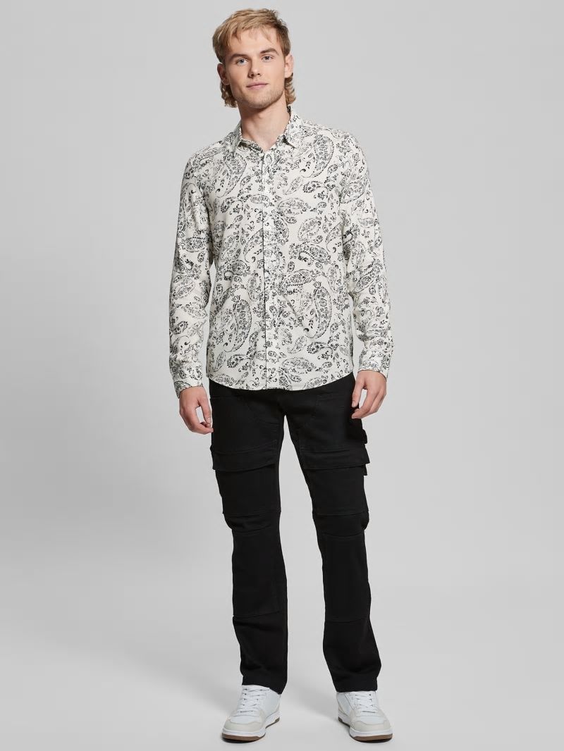 Guess Eco Vintage Paisley Shirt - Vintage Paisley Salt Whit Guess Eco Vintage Paisley Shirt - Vintage Paisley Salt Whit