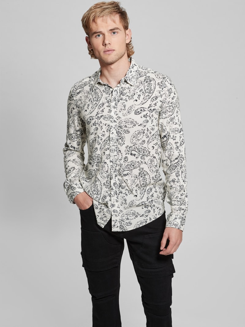 Guess Eco Vintage Paisley Shirt - Vintage Paisley Salt Whit Guess Eco Vintage Paisley Shirt - Vintage Paisley Salt Whit