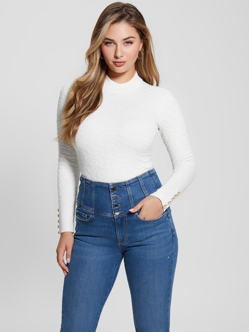 Guess Eco Leopard Willa Sweater - Dove White Guess Eco Leopard Willa Sweater - Dove White