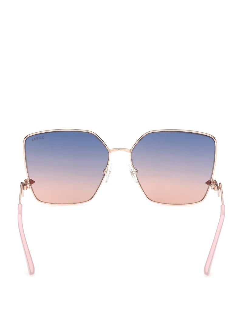 Guess Oversized Square Zigzag Sunglasses - Shiny Rose Gold/Gradient Guess Oversized Square Zigzag Sunglasses - Shiny Rose Gold/Gradient