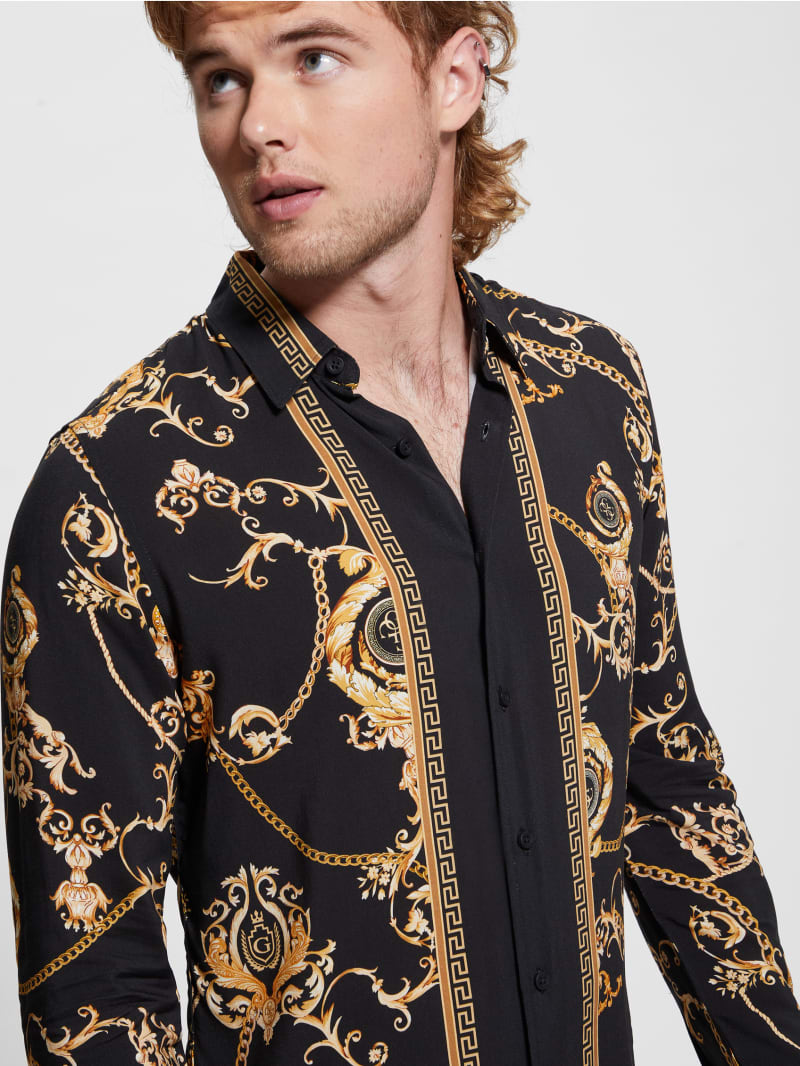 Guess Eco Gold Chain Shirt - Gold Chain Logo Guess Eco Gold Chain Shirt - Gold Chain Logo