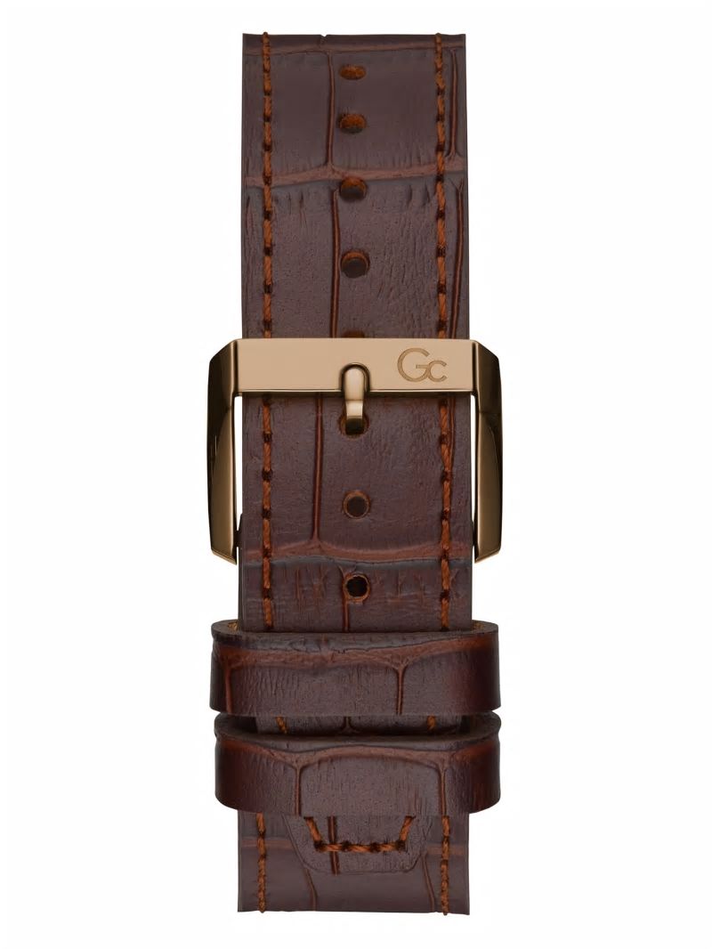 Guess Gc Gold-Tone and Brown Leather Chronograph Watch - Rose Gold Guess Gc Gold-Tone and Brown Leather Chronograph Watch - Rose Gold