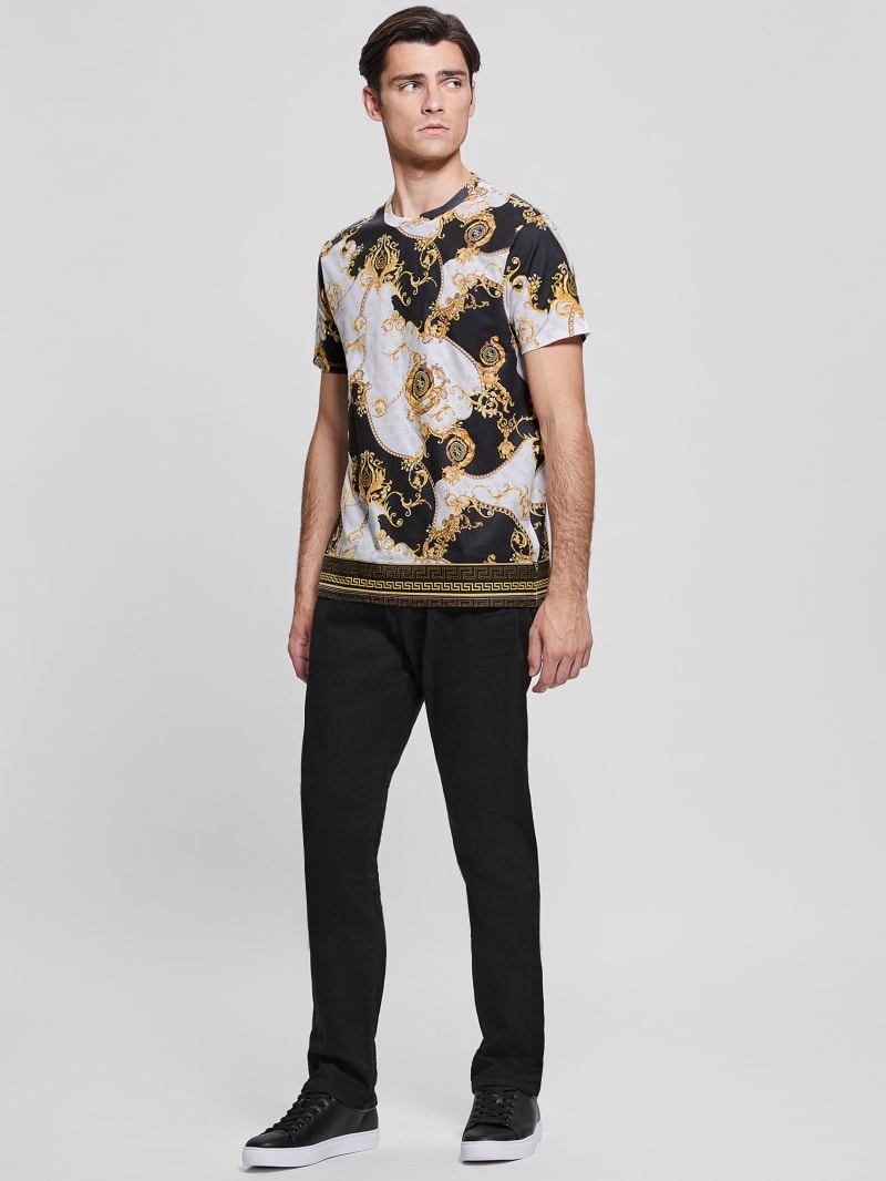 Guess Eco Quattro G Gold Chain Tee - Pure White Multi Guess Eco Quattro G Gold Chain Tee - Pure White Multi