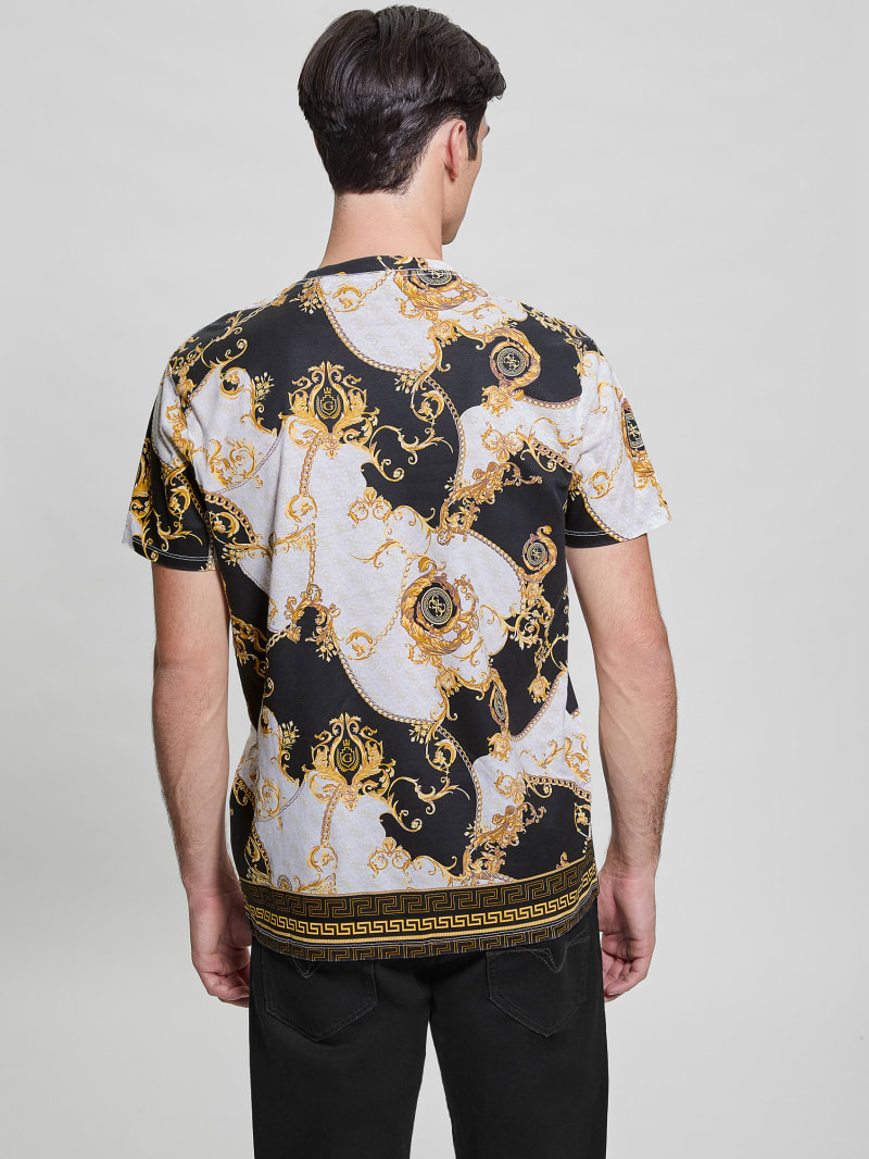 Guess Eco Quattro G Gold Chain Tee - Pure White Multi Guess Eco Quattro G Gold Chain Tee - Pure White Multi