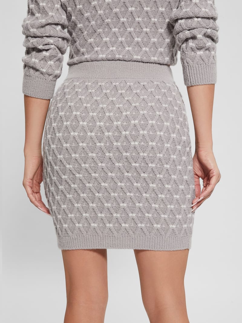 Guess Eco Maya Cross-Stitch Sweater Skirt - Silk Gray Multi Guess Eco Maya Cross-Stitch Sweater Skirt - Silk Gray Multi