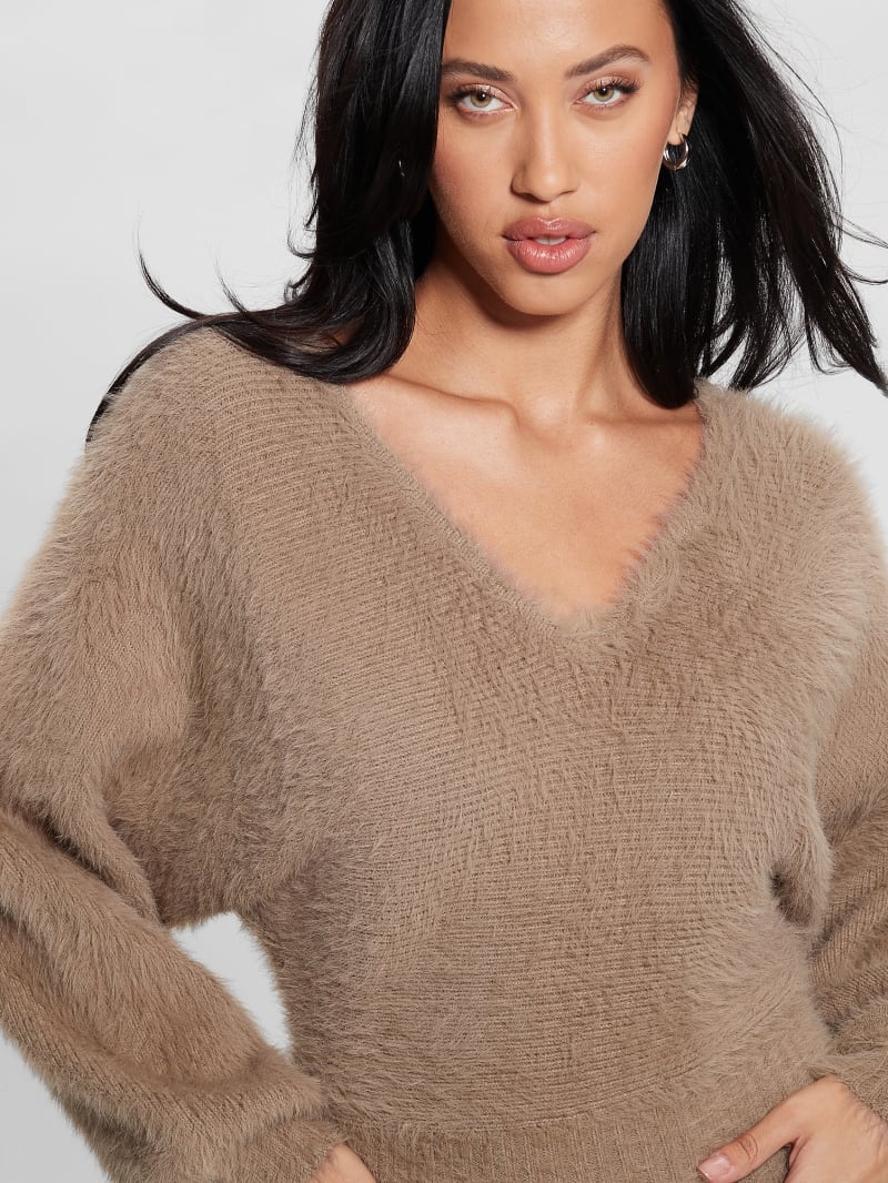 Guess Adeline Fuzzy Sweater Dress - Silk Taupe Multi Guess Adeline Fuzzy Sweater Dress - Silk Taupe Multi