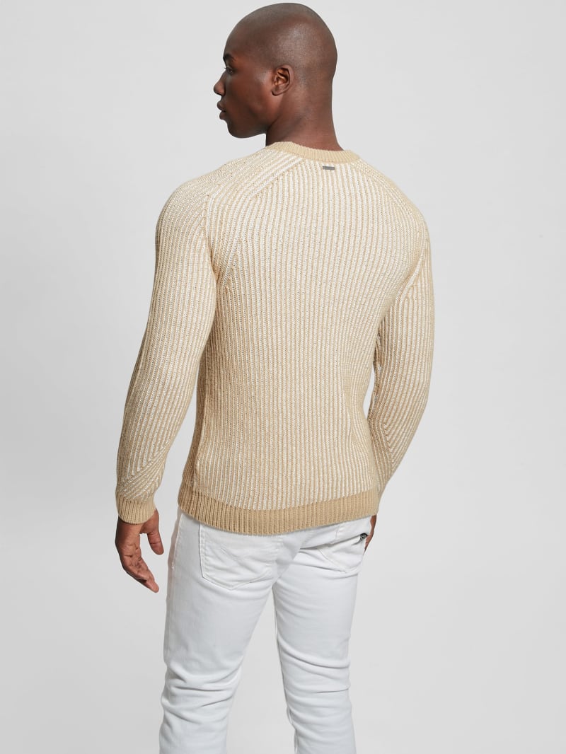 Guess Eco Allan Wool-Blend Sweater - Neutral Sand Multi Guess Eco Allan Wool-Blend Sweater - Neutral Sand Multi