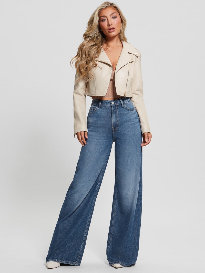 Guess Rochelle Faux-Leather Moto Jacket - Pearl Oyster Guess Rochelle Faux-Leather Moto Jacket - Pearl Oyster