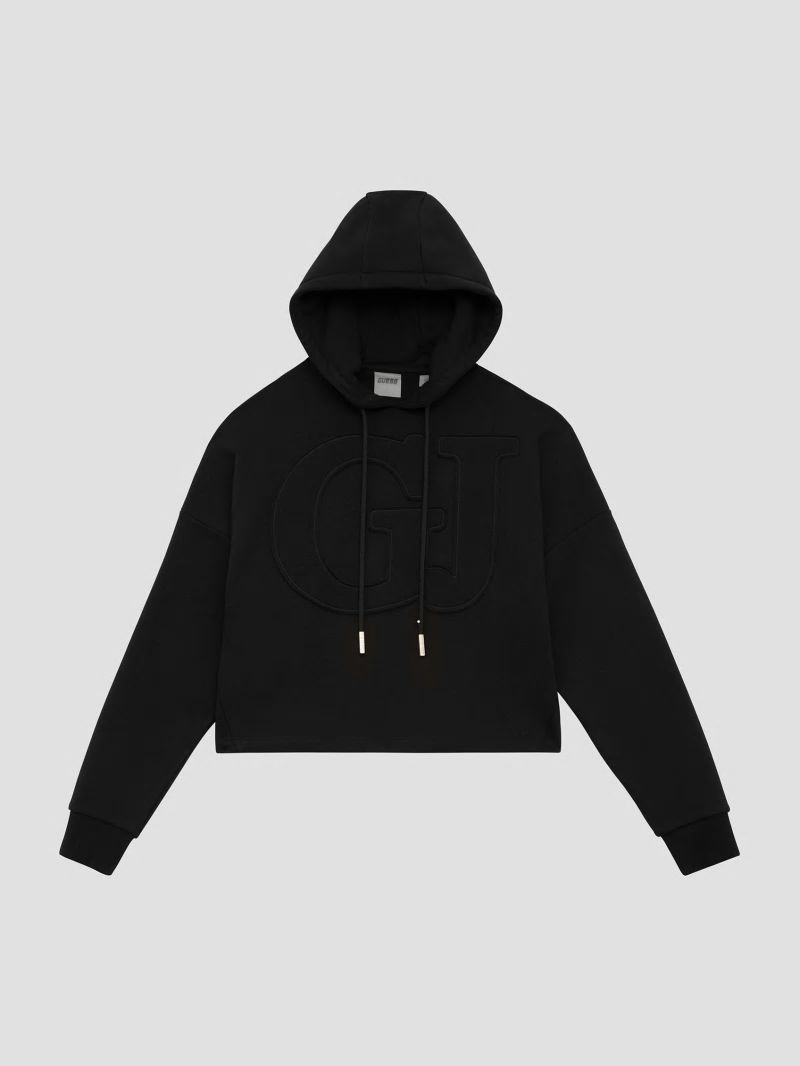 Guess Eco GJ Cropped Fleece Hoodie - Black Guess Eco GJ Cropped Fleece Hoodie - Black