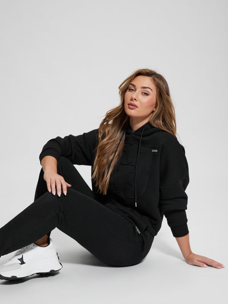 Guess Eco GJ Cropped Fleece Hoodie - Black Guess Eco GJ Cropped Fleece Hoodie - Black