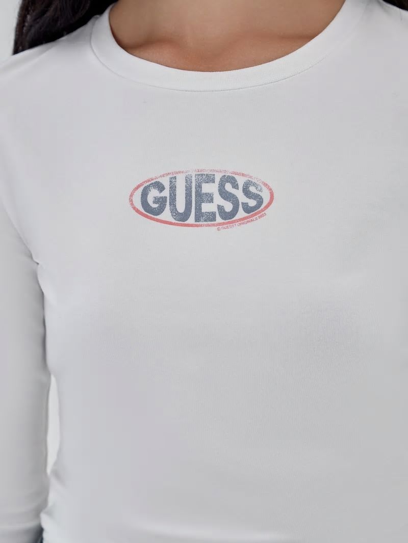 Guess GUESS Originals Eco Oval Logo Top - Pure White Guess GUESS Originals Eco Oval Logo Top - Pure White