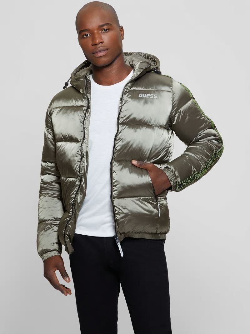 Guess Byrnie Padded Nylon Jacket - Mossy Green Guess Byrnie Padded Nylon Jacket - Mossy Green