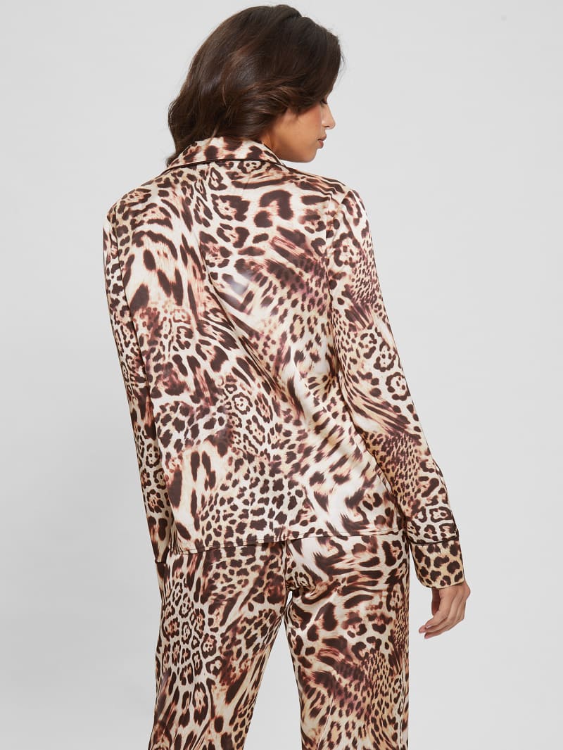 Guess Eco Dulcie Shirt and Pants PJ Set - Fluid Animalier Print Guess Eco Dulcie Shirt and Pants PJ Set - Fluid Animalier Print