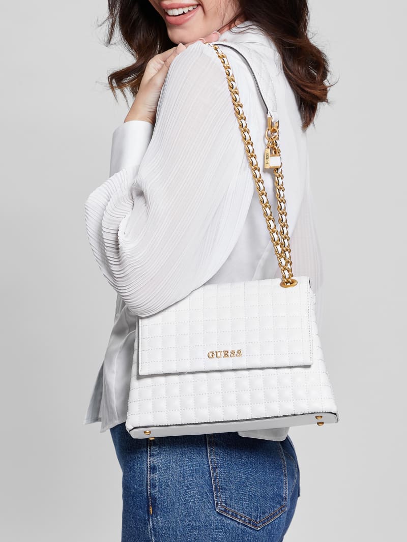 Guess Tia Convertible Crossbody - White Multi Guess Tia Convertible Crossbody - White Multi