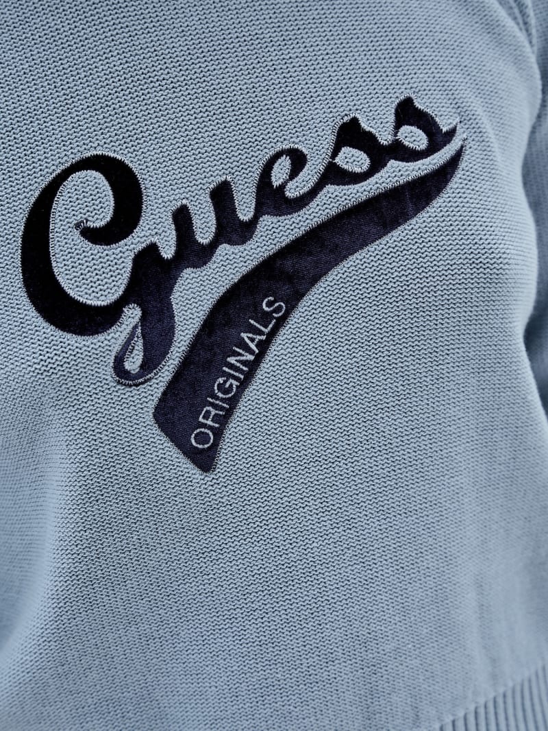 Guess GUESS Originals Eco Logo Sweater - Blue Cotton Guess GUESS Originals Eco Logo Sweater - Blue Cotton