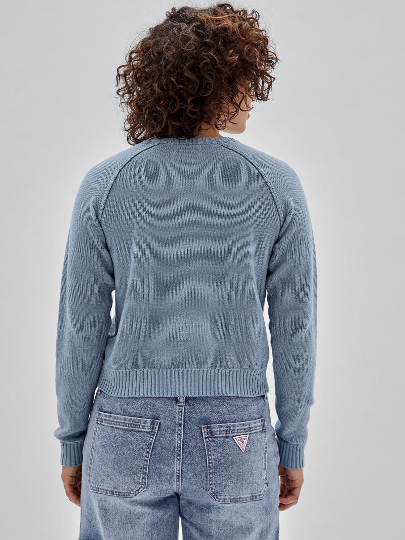 Guess GUESS Originals Eco Logo Sweater - Blue Cotton Guess GUESS Originals Eco Logo Sweater - Blue Cotton