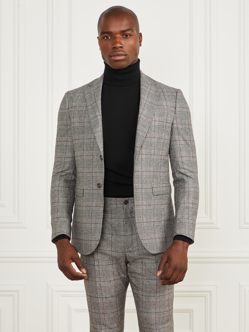 Guess Sean Notched Blazer - Black/White/Red Check Guess Sean Notched Blazer - Black/White/Red Check