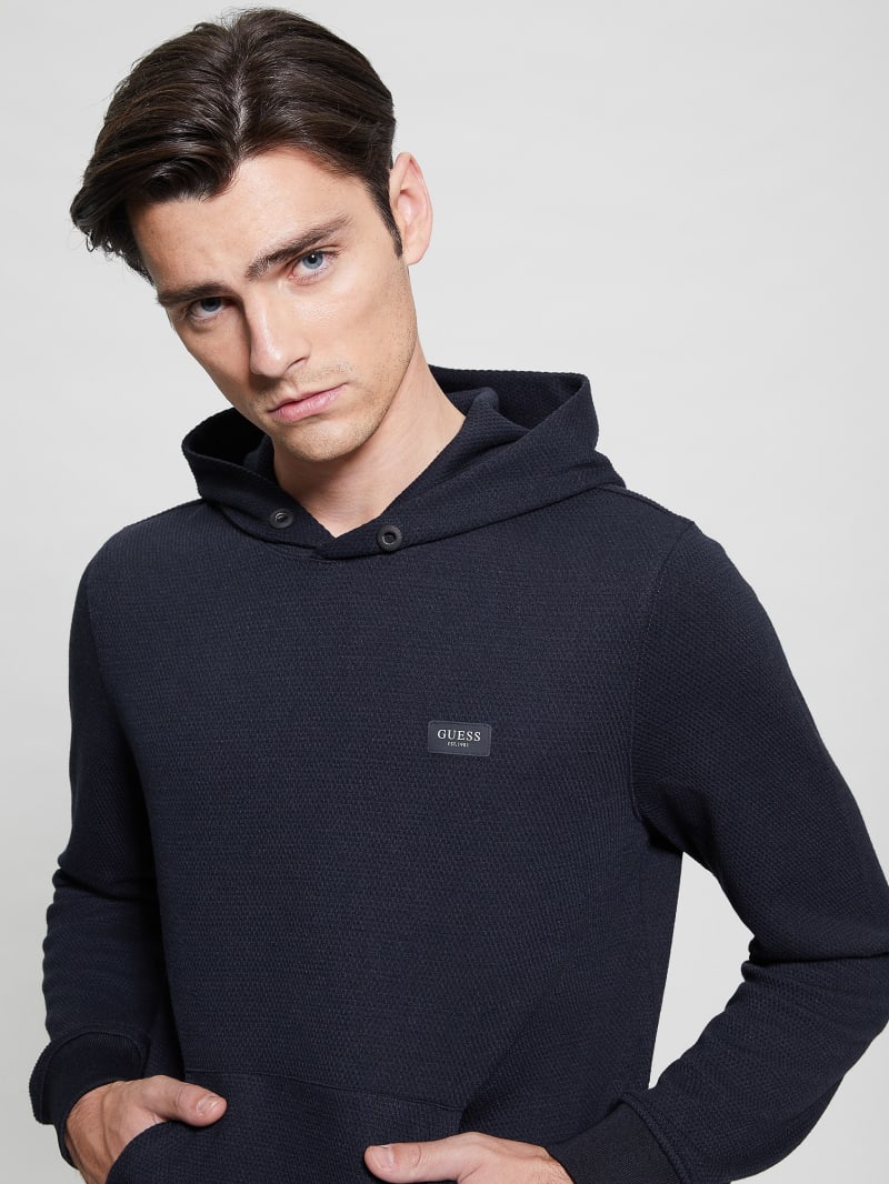 Guess Eco Tech Stretch Hoodie - Bleu éLéGant Guess Eco Tech Stretch Hoodie - Bleu éLéGant