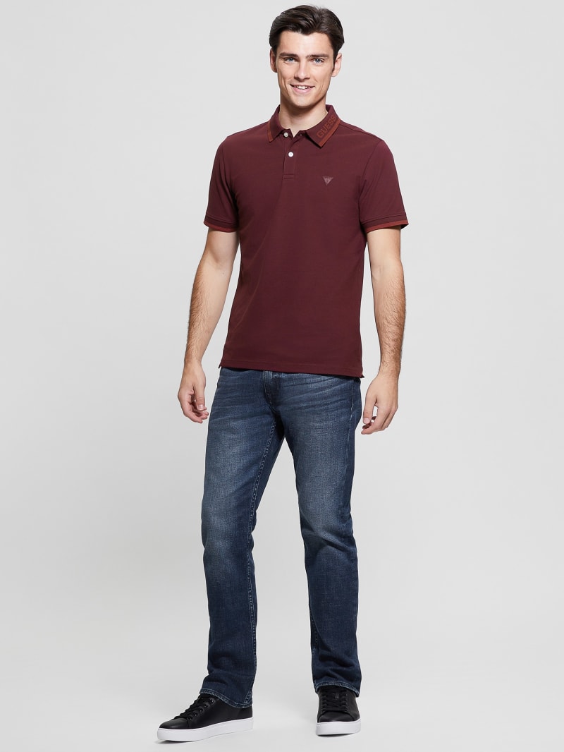 Guess Eco Lyle Logo Polo - Red Noir Guess Eco Lyle Logo Polo - Red Noir