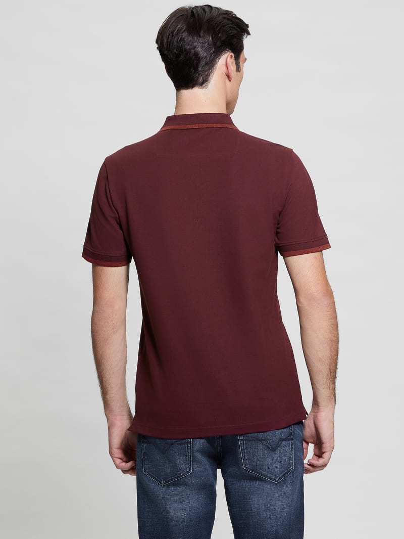 Guess Eco Lyle Logo Polo - Red Noir Guess Eco Lyle Logo Polo - Red Noir