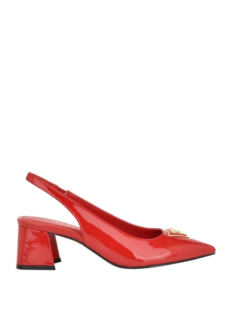 Guess Zanda Slingback Block Heels - Medium Red Guess Zanda Slingback Block Heels - Medium Red