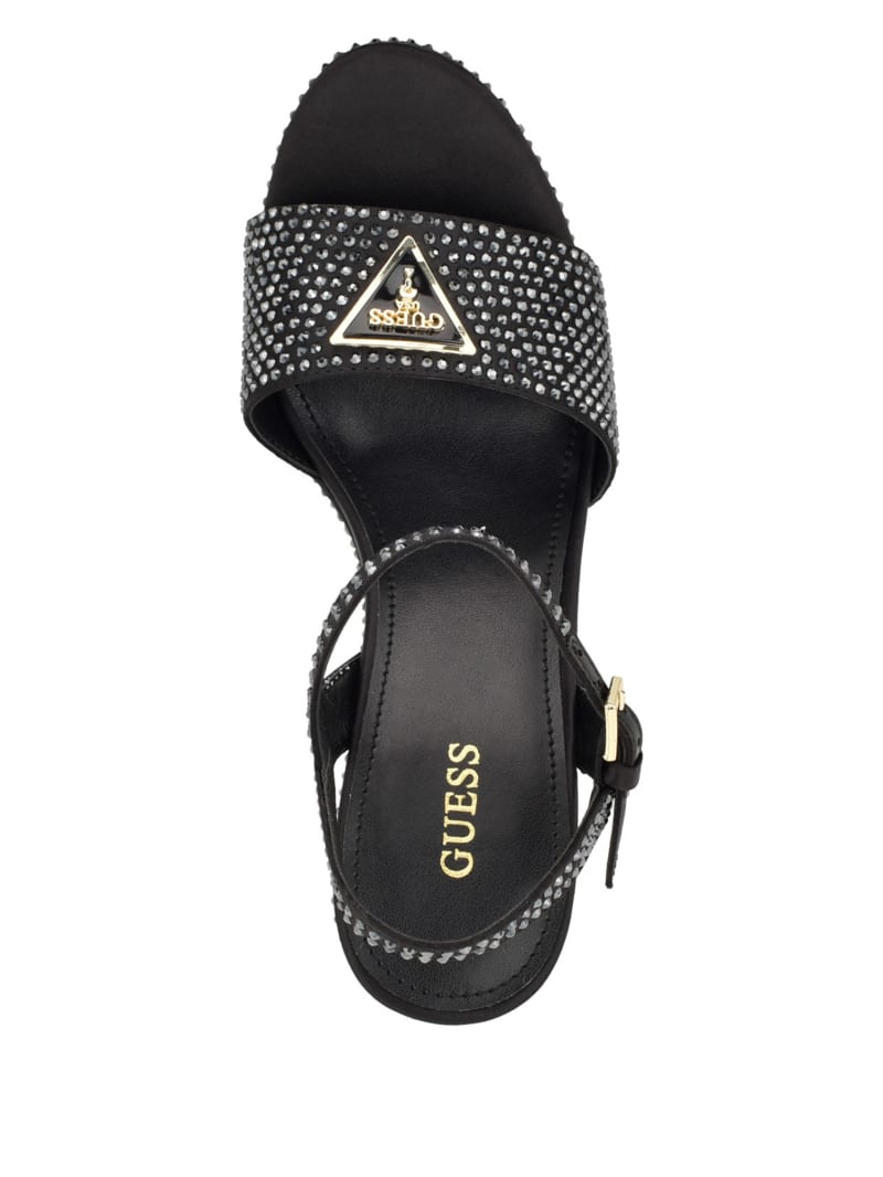 Guess Hippa Rhinestone Wedge Sandals - Black 001 Guess Hippa Rhinestone Wedge Sandals - Black 001