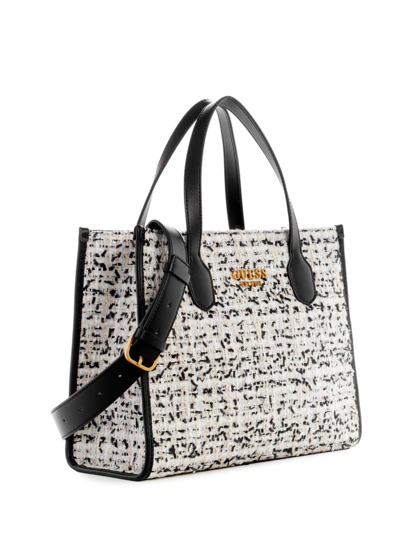 Guess Silvana Tweed Tote - Cream Multi Guess Silvana Tweed Tote - Cream Multi