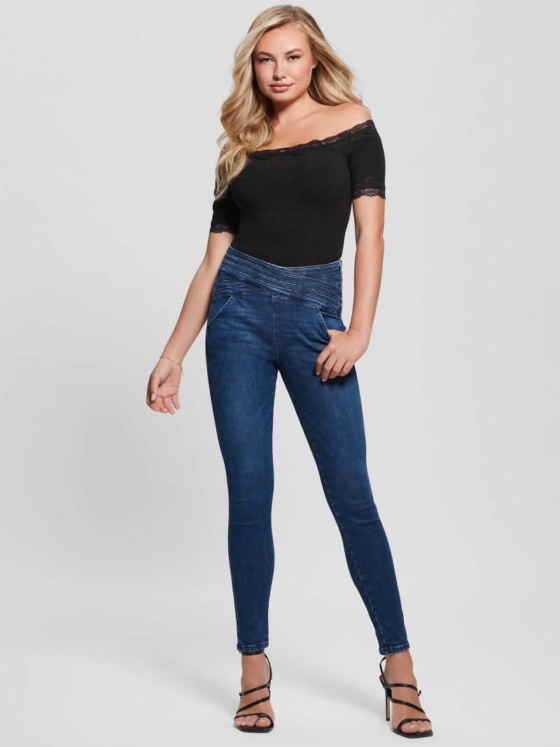 Guess Eco Sculy Pleated Waist Skinny Jeans - Blue Planet Guess Eco Sculy Pleated Waist Skinny Jeans - Blue Planet