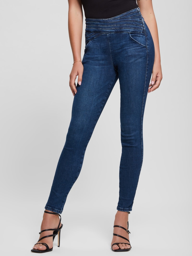 Guess Eco Sculy Pleated Waist Skinny Jeans - Blue Planet Guess Eco Sculy Pleated Waist Skinny Jeans - Blue Planet