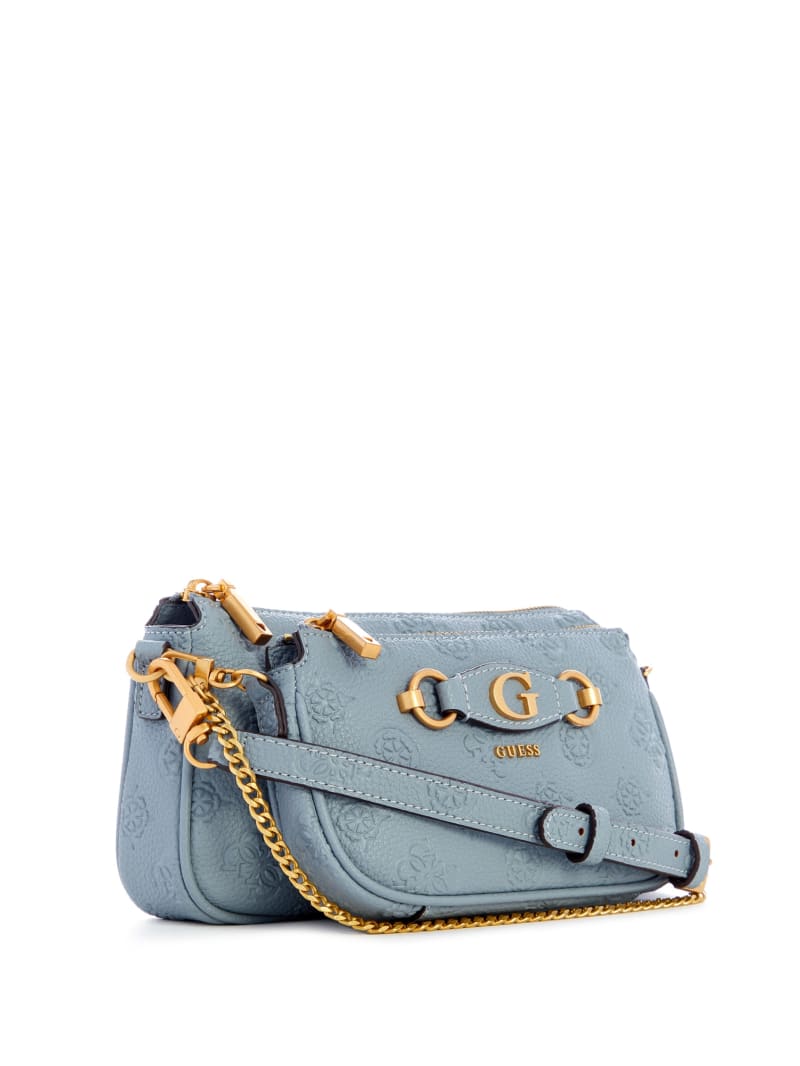 Guess Izzy Double Pouch Crossbody - Light Denim Logo Guess Izzy Double Pouch Crossbody - Light Denim Logo