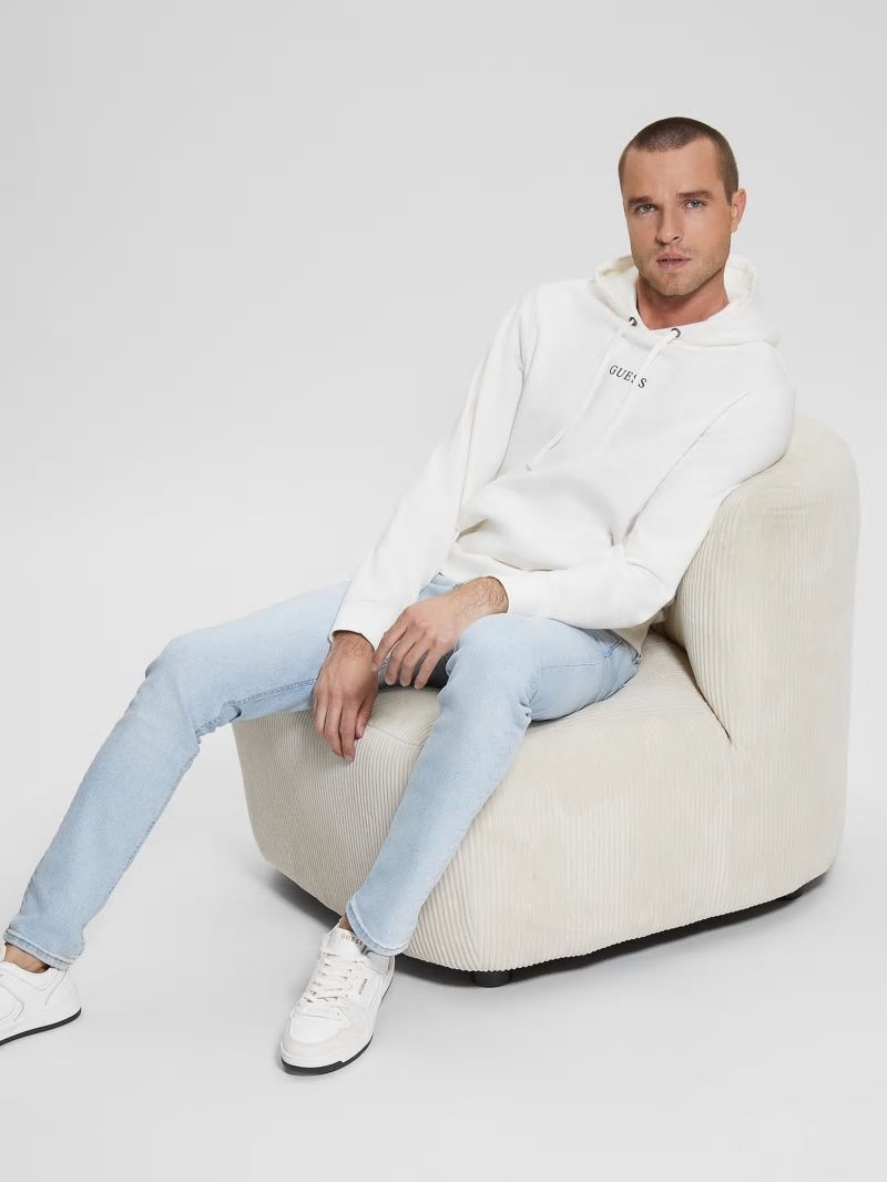 Guess Eco Roy Logo Hoodie - Frosted White Guess Eco Roy Logo Hoodie - Frosted White