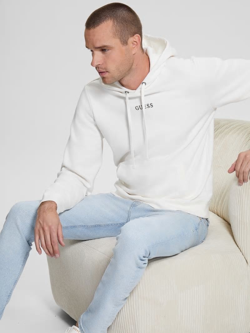 Guess Eco Roy Logo Hoodie - Frosted White Guess Eco Roy Logo Hoodie - Frosted White
