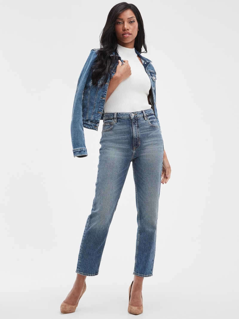 Guess Eco Distressed High-Rise Mom Jeans - Negroni Guess Eco Distressed High-Rise Mom Jeans - Negroni