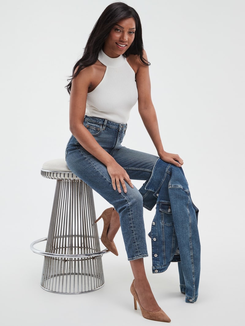 Guess Eco Distressed High-Rise Mom Jeans - Negroni Guess Eco Distressed High-Rise Mom Jeans - Negroni