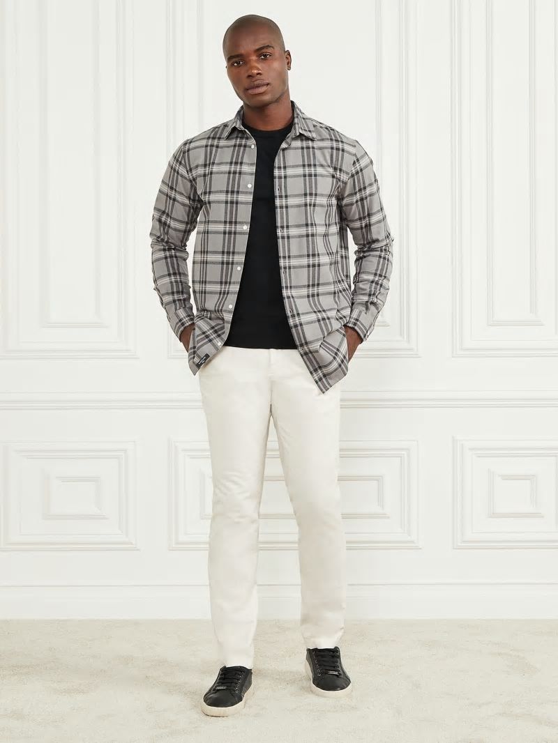 Guess Joe Plaid Shirt - Grey/Cream/Red Check Guess Joe Plaid Shirt - Grey/Cream/Red Check