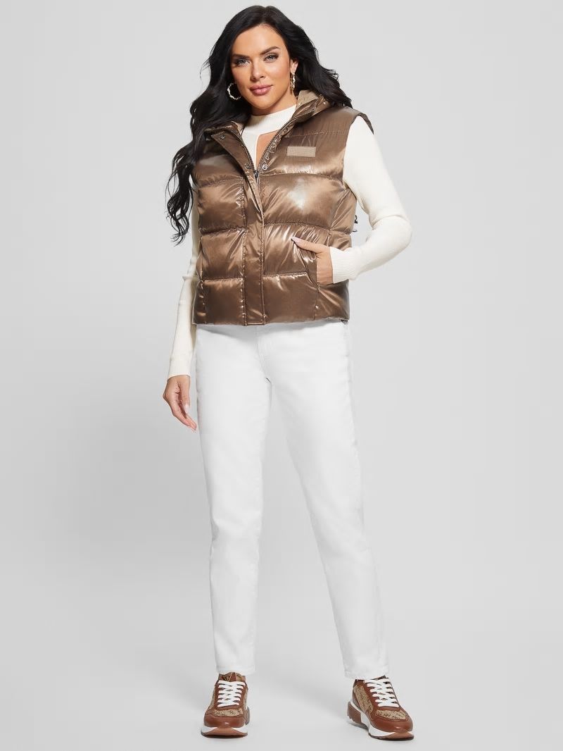 Guess Eco Noemi Quilted Vest - Toasted Taupe Multi Guess Eco Noemi Quilted Vest - Toasted Taupe Multi