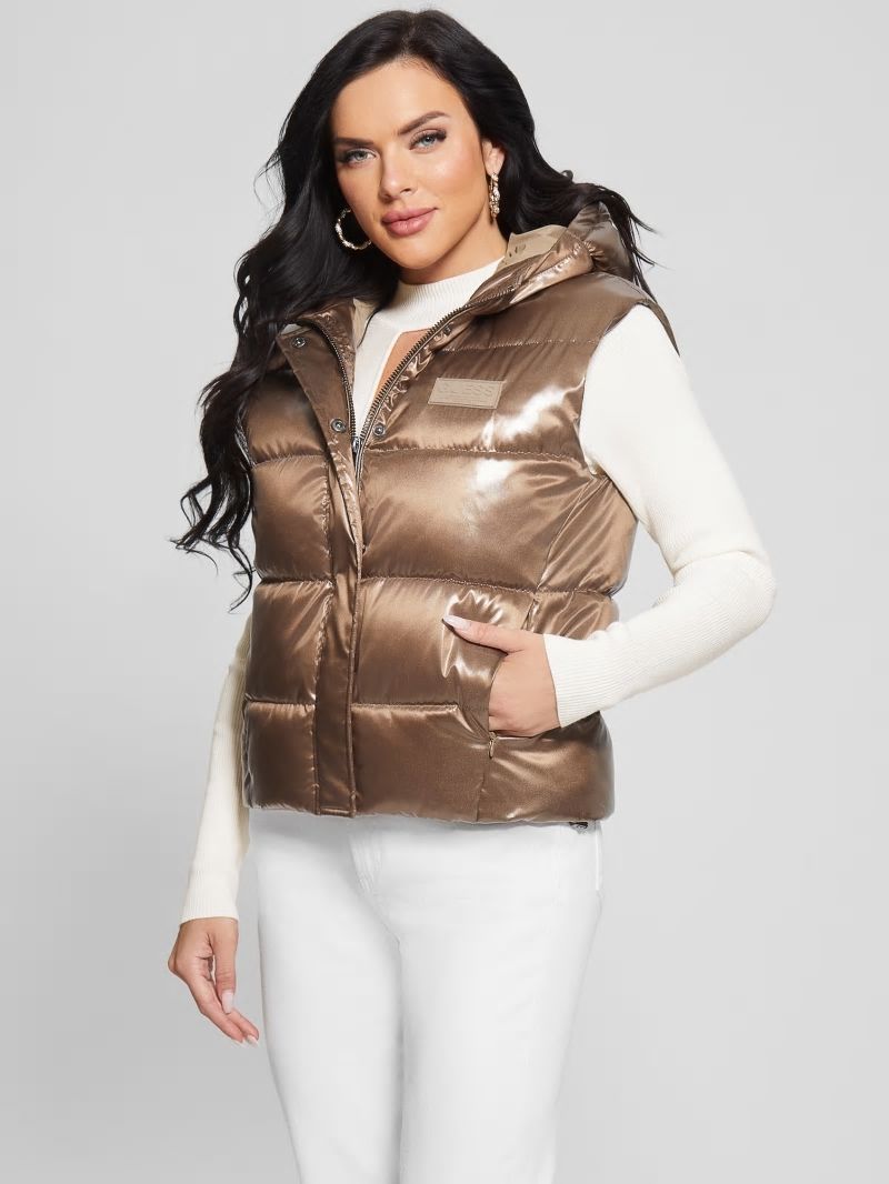 Guess Eco Noemi Quilted Vest - Toasted Taupe Multi Guess Eco Noemi Quilted Vest - Toasted Taupe Multi